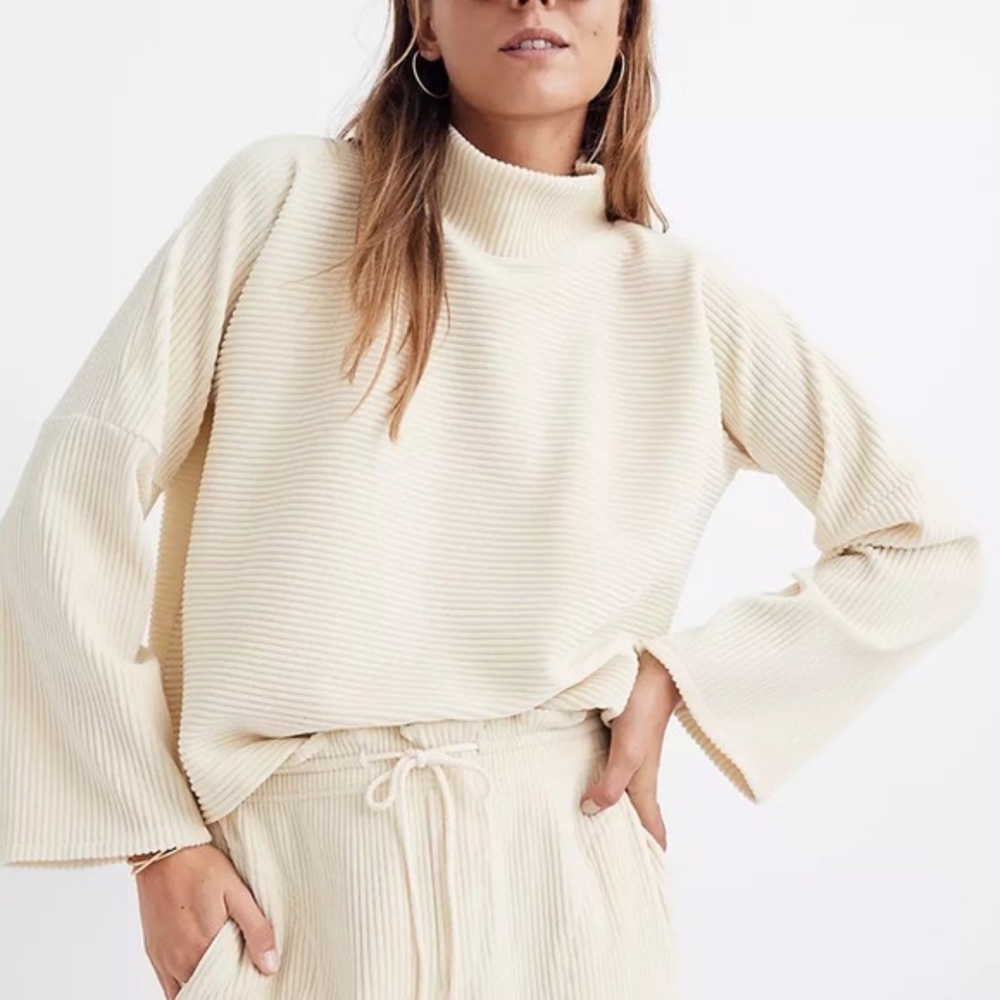 Madewell Texture & Thread Velour Corduroy Mock Neck Top